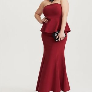 NWOT Torrid Strapless Peplum Special Occasion Gown Size 16 in Red